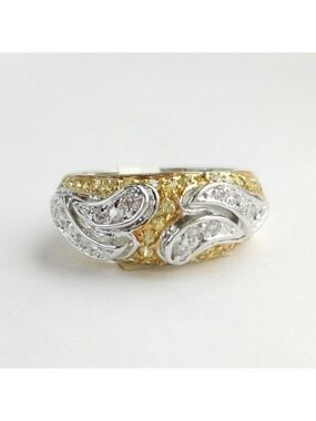 Two tone 14k yellow and white gold CZ band ring size 6 🆕